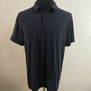 Lululemon Polo Shirt Men's L Blue Short Sleeve Performance Collared